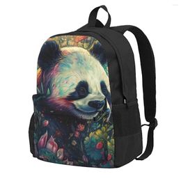 Backpack Panda Colorful Painting Neon Women Men Polyester Camping Backpacks Large Cool School Bags Rucksack