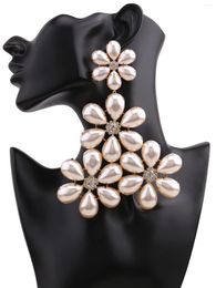 Dangle Earrings Super Exaggeration Large Pearl Drop For Women Luxury Crystal Statement Earring Trendy Wedding Jewellery Wholesale
