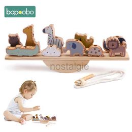 Intelligence toys Baby Animal Threading Seesaw Toys Wooden Stacking Blocks Game Montessori Hands-on Balance Ability Educational Children Gift 24327