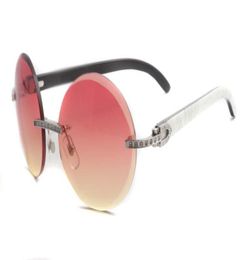 2019 new styles of sunglasses diamond series round RETRO SUNGLASSES T3524012 natural black and white horn glasses size 5618143598981