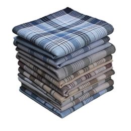 10Pcs Square Plaid Stripe Pocket for Wedding Party Restaurant Womens Handkerchief Hand Towel Cotton Handkerchiefs Men 240327