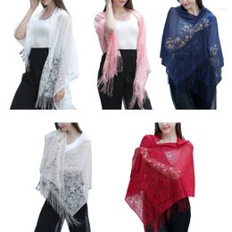 Scarves Delicate Fringe Trim Shawl For Ladies Summer Lightweight Shawls Wedding Party Sunproof Anti-uv Scarf With Floral Pattern