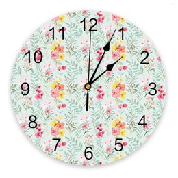 Wall Clocks Summer Watercolour Flowers Clock Modern Design Silent Bedroom Living Room Decoration Round Hanging