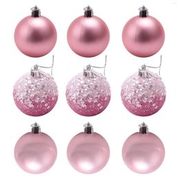 Decorative Flowers 9 PCS Christmas Ball Ornaments Xmas Tree Decorations Hanging Balls For Home Year Party Decor - 2.36inch Pink