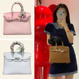 Original birkkns Bag High end quality 2024 new bag TOGO calf leather with crocodile womens portable lock