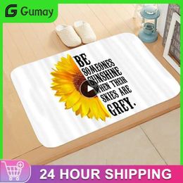 Carpets Sunflower Pattern Kitchen Bath Entrance Door Mat Simple Shop Home Decor Doormat Bedroom Anti-Slip Coral Velvet Soft Carpet Rug