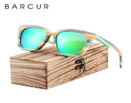 BARCUR Unique Wood Polarized Sunglasses Gradient Bamboo Sun glasses for Men Women Sports Eyewear Square Style2786451