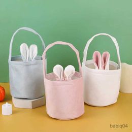 Storage Baskets Easter Basket Decorations Velvet Easter Bags New Pattern Cute Candy Bags Wedding Birthday Party Decoration Wholesale 2024