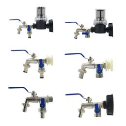 Kits 1/2'' IBC Water Tank Connector Tap 2Way Garden Hose Irrigation Faucet Adapter Philtre Joint Replacement Fitting Ball Valve