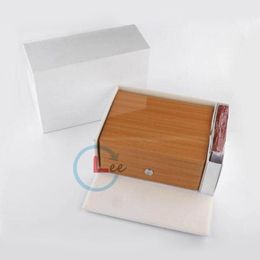 Top Quality Luxury New Square Woody Watch Boxes For Omega Box Watch Booklet Card Tags And Papers In English Men Wristwatch Case Gi3249