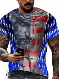 fi USA Flag Stripes 3D Print MenT Shirt Oversized Male T-Shirt Summer Short Sleeve Breathable Men Clothing Tops Tees r5It#