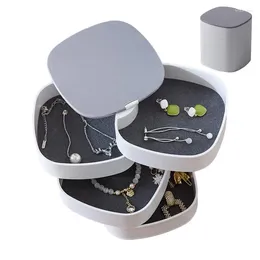 Storage Bottles Rotating Jewellery Box Makeup Rack Bracelet Earring Round Plastic Organiser Boxes Multi-Layer Holder Display