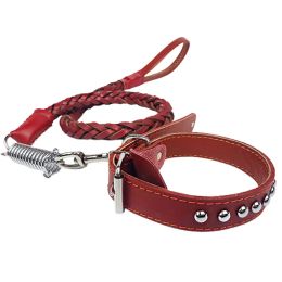 Sets Leather Dog Leash and Collar Set,Soft Leather Collar and Strong Braided Leash,Comfortable Dog Training Leash for Walking