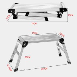Ladders Folding Work Platform Footstool Car Wash Table Climbing Stool for Plasterers Repairing Cleaning Windows Home Decorating Office