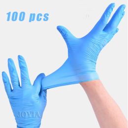 Gloves Disposable Gloves 100pcs Examination Glove Powder Free S M L Blue Nitrile Synthetic Vinyl Home Work Elastic Hand Cover No Box