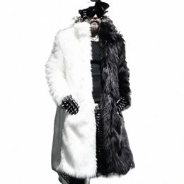 winter new men's fur coat lg fox fur coat casual m jacket black and white Coloured windbreaker g5bV#