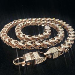 New Trendy Wheat Hip Hop Necklace Sier Plated With Studded Moissanite Cuban Chain