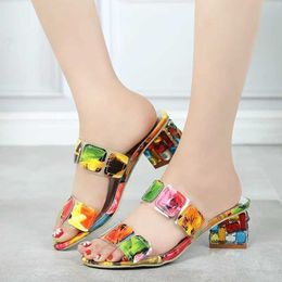 Slippers Slippers 2023Sandals Womens New Fashion High-heeled Casual Thick-heeled Fish Mouth Shoes Outdoor Sports Beach Comfortable H240327