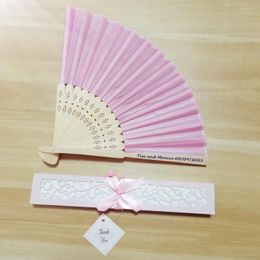 Decorative Figurines 100pcs White Hand Fan Engrave Print Personalised Names For Guest In Gift Box With "Thank You" Tags Wedding Favours Party