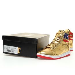 Trump sneakers The Never Surrender High-Tops Basketball Casual Shoes Metallic Gold USA Designer Sneakers Luxury Shoes Women Men Trumps shoes Sport Outdoor Trainer