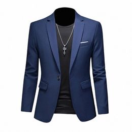 men Busin Casual Blazer Plus Size M-6XL Solid Color Suit Jacket Dr Work Clothes Oversize Coats Male Brand Clothing Tuxedo G69O#