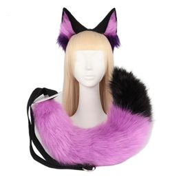 2Pieces Wolf Tail Ears Headband Set Halloween Christmas FancyParty Costumes Toy Gifts for Woman Men Cosplay 240312