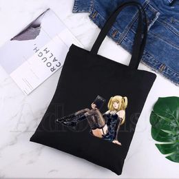 Shopping Bags Misa Amane Design Shoulder Canvas Large Capacity College Harajuku Handbag Women Bag Black