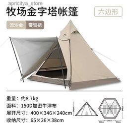 Tents and Shelters Naturehike Ranch Hexagonal Pyramid Tent Outdoor Camping UV Protection Large Space Storm Proof Indian Pyramid Tent For 3-4 People24327