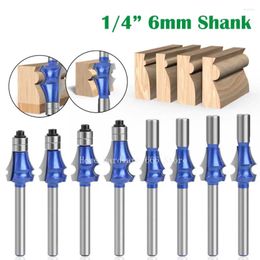 1/4 Handle 6 Handles One Line Professional Silver Flash Blue Woodworking Milling Cutter With And Double Bearing Ine