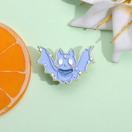 Cute Twinkle Baby Bat Enamel Pin Kawaii Spooky Glitter Witch Moon Cat Brooch Laple Backpack Badge Halloween Gift For Friends