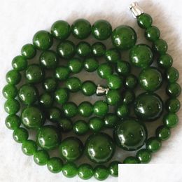 Chokers Natural Stone Taiwan Green Jades Chalcedony 6-14Mm Round Stones Beads Necklace For Women Chain Choker Jewelry 18Inch B625-2 Dr Ottxa