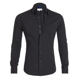 Mens Casual Shirt Cotton Shirt Slim Tops Long Sleeve Tee Shirt Zip shirt Solid Color High Quality Long Sleeve Shirt Men 240318