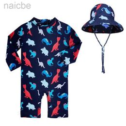 One-Pieces Cute Baby Boys Swimsuit with Cartoon Dinosaur Lion Print Toddler Bathing Suit Kids Swimwear One Piece Swimming Suit for Children 24327