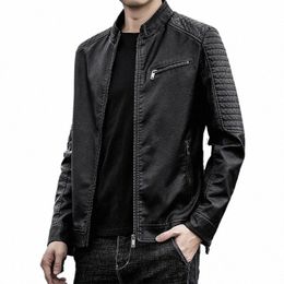 fi Busin Men Pu Leather Jacket Male Slim 2024 Leather Blazer Coats Spring Autumn Casual Busin Leather Blazer Clothes 06rV#