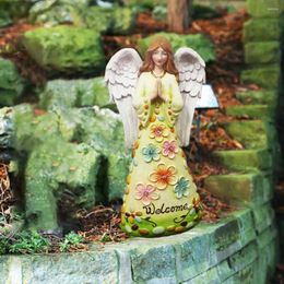 Garden Decorations Solar Powered Angel Statue With LEDs Lights Figurine Yard Art Ornament