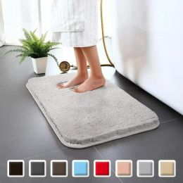 Mats Super Thick Fluff Fibre Bath Mats Comfortable and Soft Bathroom Carpet Nonslip Absorbent Rug Foot Mat Shower Room Doormat