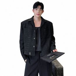 Luzhen 2024 Fi Sequin Design Короткая повседневная куртка Мужская элегантная модная модная весенняя новинка высокого качества в Корейском стиле Новый пиджак Fdf0d1 l1Zf #