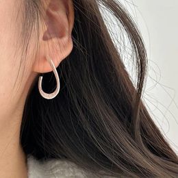 Stud Earrings S925 Sterling Silver Irregular Semi-circular Simple Ins Small Designer Scrub C Women's