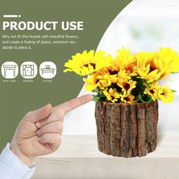 Vases Wooden Barrel Planter Flower Bucket Indoor Artificial Plants Natural Flavour Flowerpot