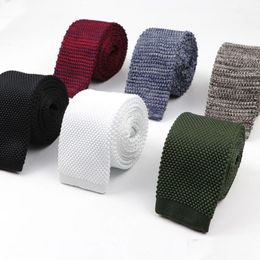 Neck Ties Fashion Mens Colourf Tie Knit Knitted Necktie Solid Colour Narrow Slim Skinny Woven Plain Cravate Neckties Drop Delivery Acce Otpe1