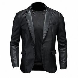 new Mens Slim Fit Leather Jackets PU Casual Motorcycle Coats Turn Down Collar Black Moto Biker Leather Suede Outerwear Men 5XL y5KN#