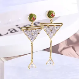 Stud Earrings Design Inlaid Zircon Goblet Wine Glass Dangle Fashion Geometries Rhinestone Cocktail For Women 2024 Trend