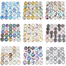 Charm Bracelets 10pcs/lot Mixed Snap Jewelry Faceted Flower Glass Charms 18mm Button For Snaps Bracelet ZB426