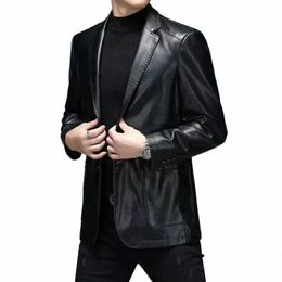 men Leather Jacket Fleece Male Windproof Motorcycle Zipper Coat Clothes Autumn Slim Fit Biker G88 d1yl#