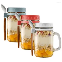 Storage Bottles 2pcs Overnight Oats Jars Yogurt Cups With Lids Airtight Glass For Cereal Container Fruit Salad Preservative