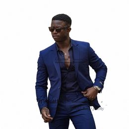 fi Blue Suits For Men Notched Lapel Formal Busin Blazer Slim Fit Wedding Groom Tuxedo 2 Piece Jacket Pants Costume Homme Z7a7#