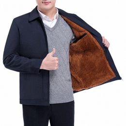 men Coat Stylish Men's Lapel Jacket Thick Fleece Zipper Closure Casual Mid Length for Fall Spring Warm Men Jacket R85p#