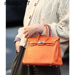 Designer Genuine Leather Ostrich Bk Handbag Handbags South African Women's Bag 30k Handmade Home Retro Lock Pxn1 FKGL