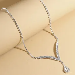 Necklace Earrings Set Trendy Vintage Exquisite Teardrop Classic Luxury Crystal Wedding Jewellery Korean Style Women