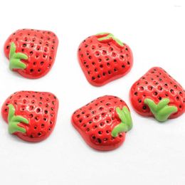 Decorative Flowers 50/100pcs Flatback Strawberry Cabochon Half Resin Fruit Cabs Hairpin Charms Home Decor Hair Accessories